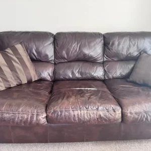 2x 3 seater leather sofas - Image 4