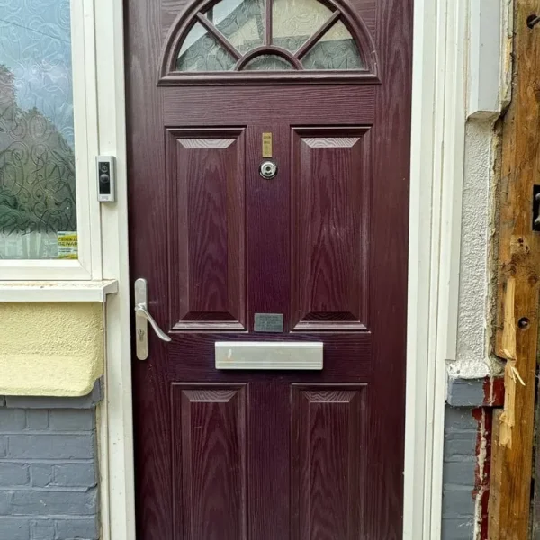 Solid security front foor and side window