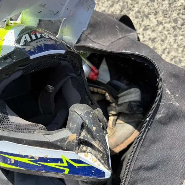 Motocross helmet, boots jersey