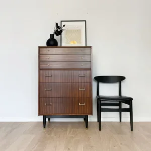 Mid century tall chest of drawers in walnut colour by Nathan - Image 2