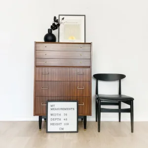 Mid century tall chest of drawers in walnut colour by Nathan - Image 3