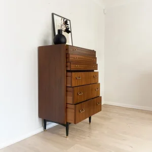 Mid century tall chest of drawers in walnut colour by Nathan - Image 6