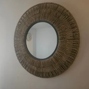 Rattan wall mirror decor