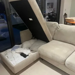 Beige l shaped Sofa with storage - Image 2