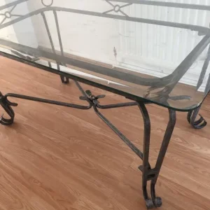 Table Glass Galvanised metal with Two chairs - Image 3