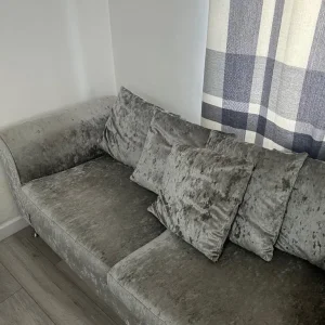 2 velvet grey sofas RRP £800 - Image 2