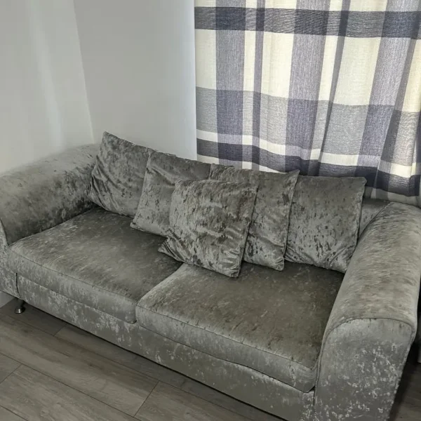 2 velvet grey sofas RRP £800