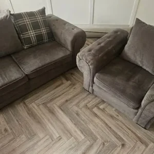 Grey 3 seater verona style sofa set with arm chair