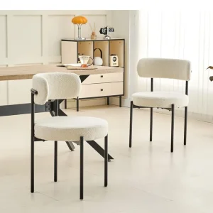 2 soft Teddy fabric dinning chairs - Image 4