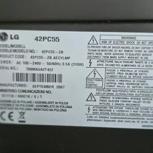 USED GOOD CONDITION LG 42 INCH PLASMA HD TV TELEVISION MODEL 42PC55 WITH REMOTE - Image 7