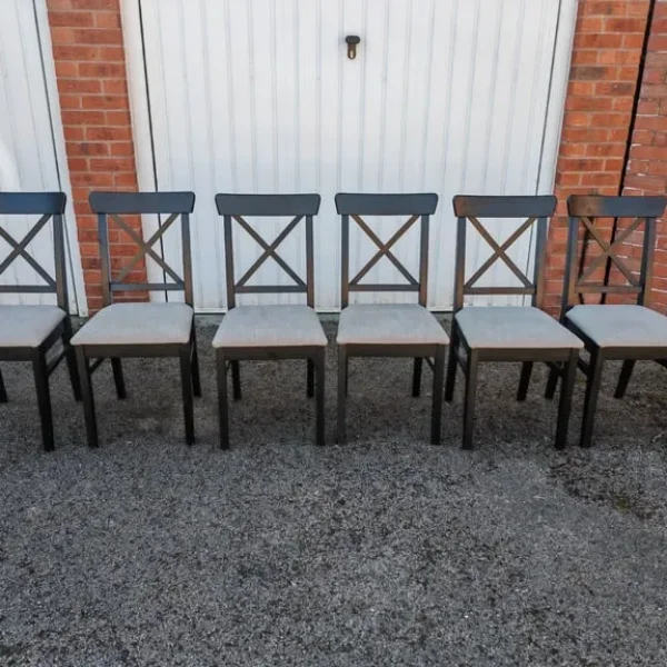 6 IKEA Ingolf Black Chairs Soft Padded Seats / Removable Seat Covers FREE DELIVERY 041