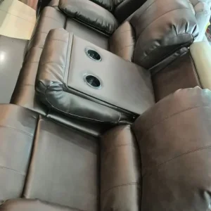 Dark Brown leather Manual Recliner 3+2 Seater Sofa Set - Image 3