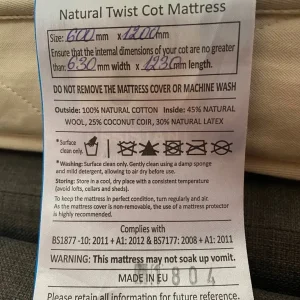 The Little Green Sheep Twist Natural Cot Mattress 60x120cm - Image 7