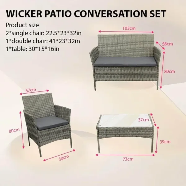 Rattan garden chairs and coffee table