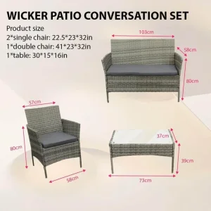 Rattan garden chairs and coffee table