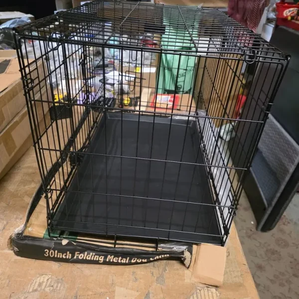 A new 30inch folding pet crate with removable tray..
