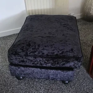 Black velvet foot stool - Image 3