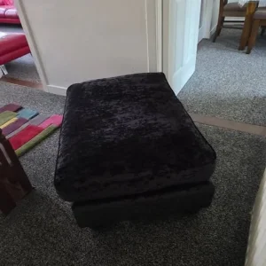 Black velvet foot stool - Image 4