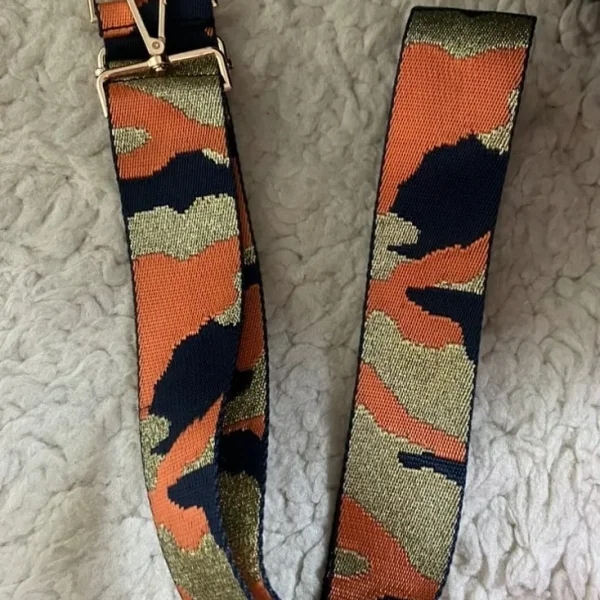 Navy and gold bag strap