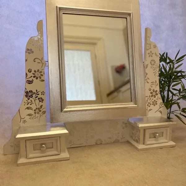 White and Silver Upcycled Mirror