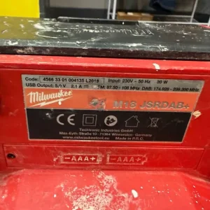 Milwaukee M18JSRDAB+ Corded/ Cordless Job Site DAB+ Radio - USED - BODY ONLY - Image 8