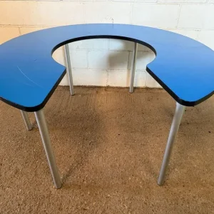 Childrens Kids Blue Round Table Desk for Schools/Classes/Groups/Parties etc Keyhole Table Shape - Image 2