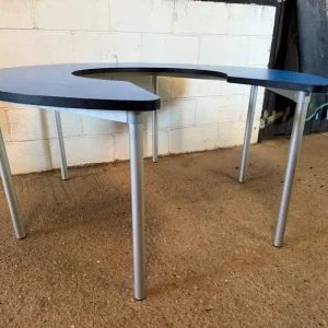 Childrens Kids Blue Round Table Desk for Schools/Classes/Groups/Parties etc Keyhole Table Shape - Image 5