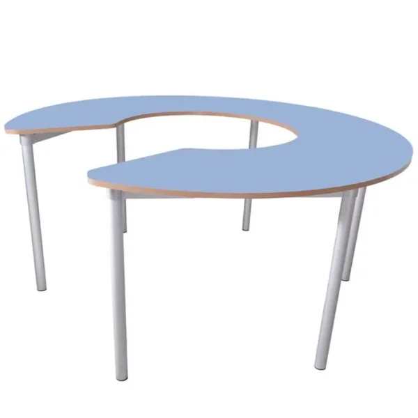 Childrens Kids Blue Round Table Desk for Schools/Classes/Groups/Parties etc Keyhole Table Shape