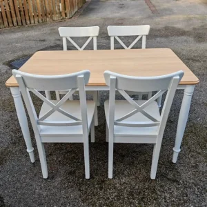 IKEA DANDERYD Dining table, oak veneer/white & 4 Ingolf Chairs FREE DELIVERY 037 - Image 2