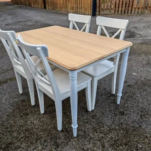 IKEA DANDERYD Dining table, oak veneer/white & 4 Ingolf Chairs FREE DELIVERY 037 - Image 5
