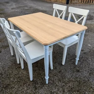 IKEA DANDERYD Dining table, oak veneer/white & 4 Ingolf Chairs FREE DELIVERY 037