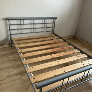 Double Bed Frame Chrome & Wooden - Image 2