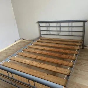 Double Bed Frame Chrome & Wooden