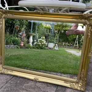 Large Wooden Gold Ornate Mirror - Image 2