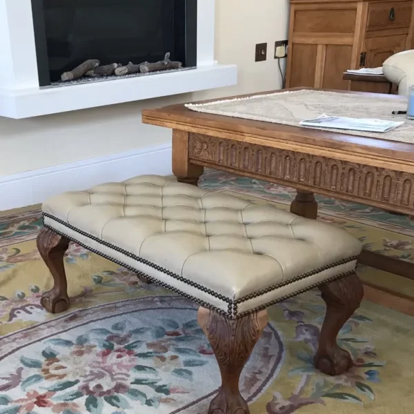 Long Leather Footstool