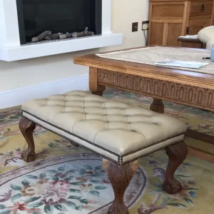 Long Leather Footstool