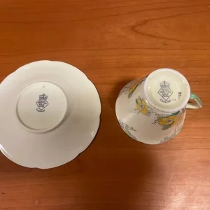 Tea Cup and Saucer, 1920s Royal Grafton Pattern 5561 – Birch Trees and Yellow Buttercups - Image 2