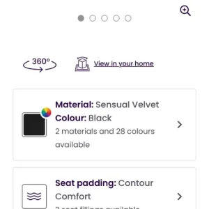 Black Velvet Corner Sofa DFS - Image 3