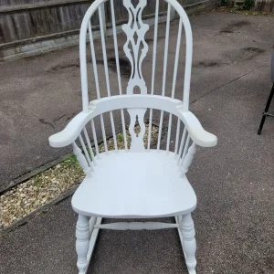 White painted wooden rocking chair, delivery available - Image 2