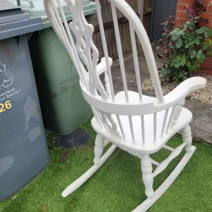 White painted wooden rocking chair, delivery available - Image 5