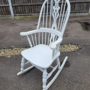 White painted wooden rocking chair, delivery available