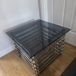 Black glass / steel Side tables - Image 2