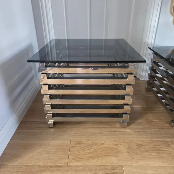Black glass / steel Side tables