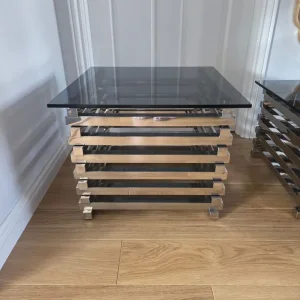Black glass / steel Side tables
