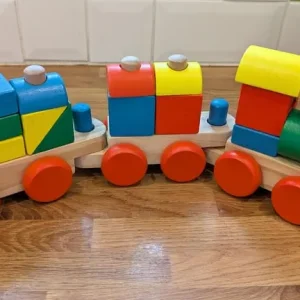 Wooden toy train tractor and abacus set - Image 3