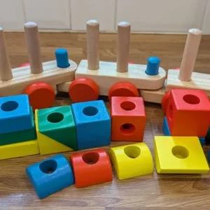 Wooden toy train tractor and abacus set - Image 5
