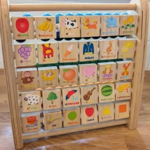 Wooden toy train tractor and abacus set - Image 8