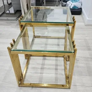 Gold glass top nesting sofa side table - Image 6