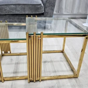 Gold glass top nesting sofa side table - Image 7