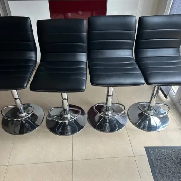 Black Leather Bar Stools, 4 available